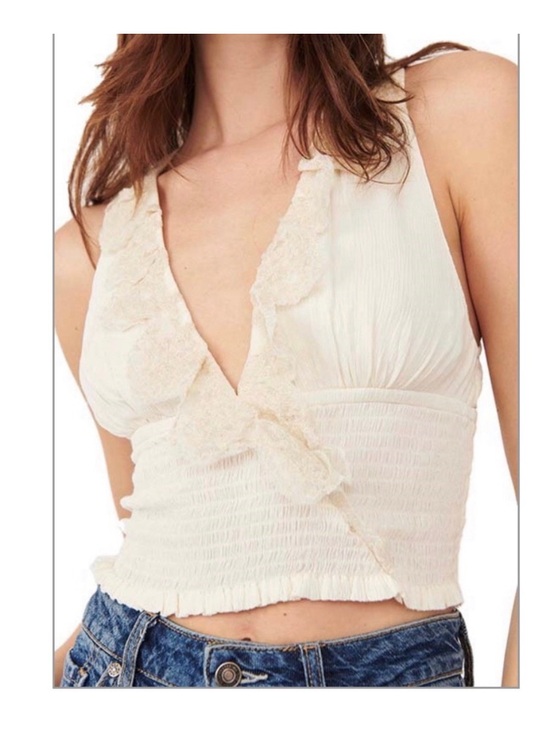 Free People Tops - Free People Lottie Lace Ivory Lace Cream Cropped Sleeveless Top. Festival. Boho